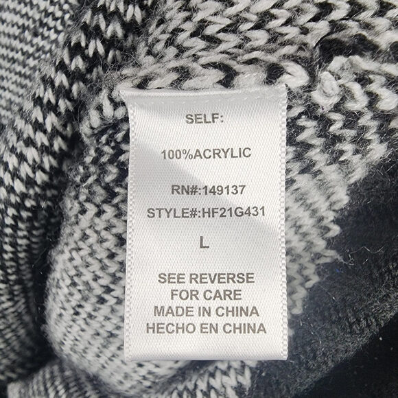 HYFVE Black & White Knit Chunky Button Up cardigan Size L - Picture 8 of 9